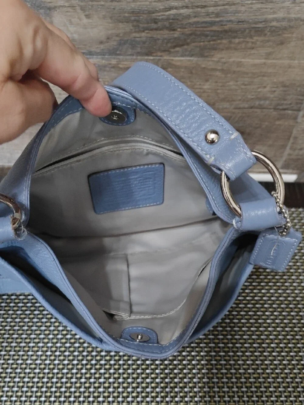 Rare, Vintage Coach Cornflower Blue Leather Crossbody Shoulder Bag